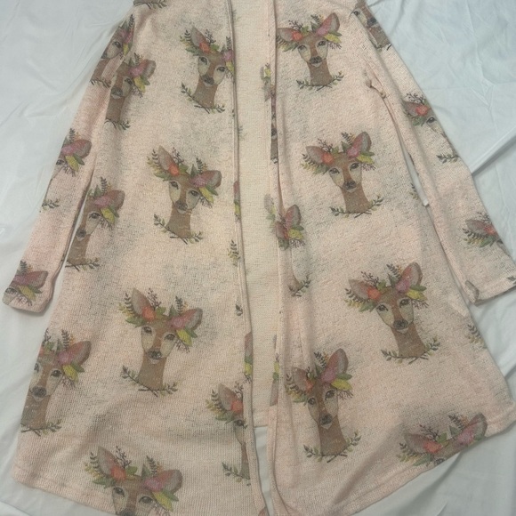 Judith March Women's Floral Deer Print Cardigan Sweater S Boho Pockets - Picture 5 of 14